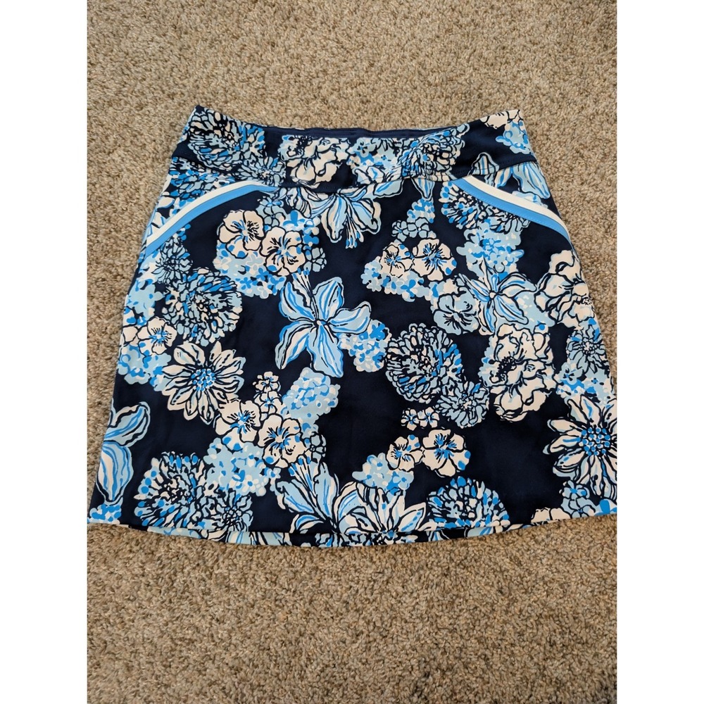 Lilly Pulitzer Luxletic Navy Blue Floral Golf Tennis Skort Size 4